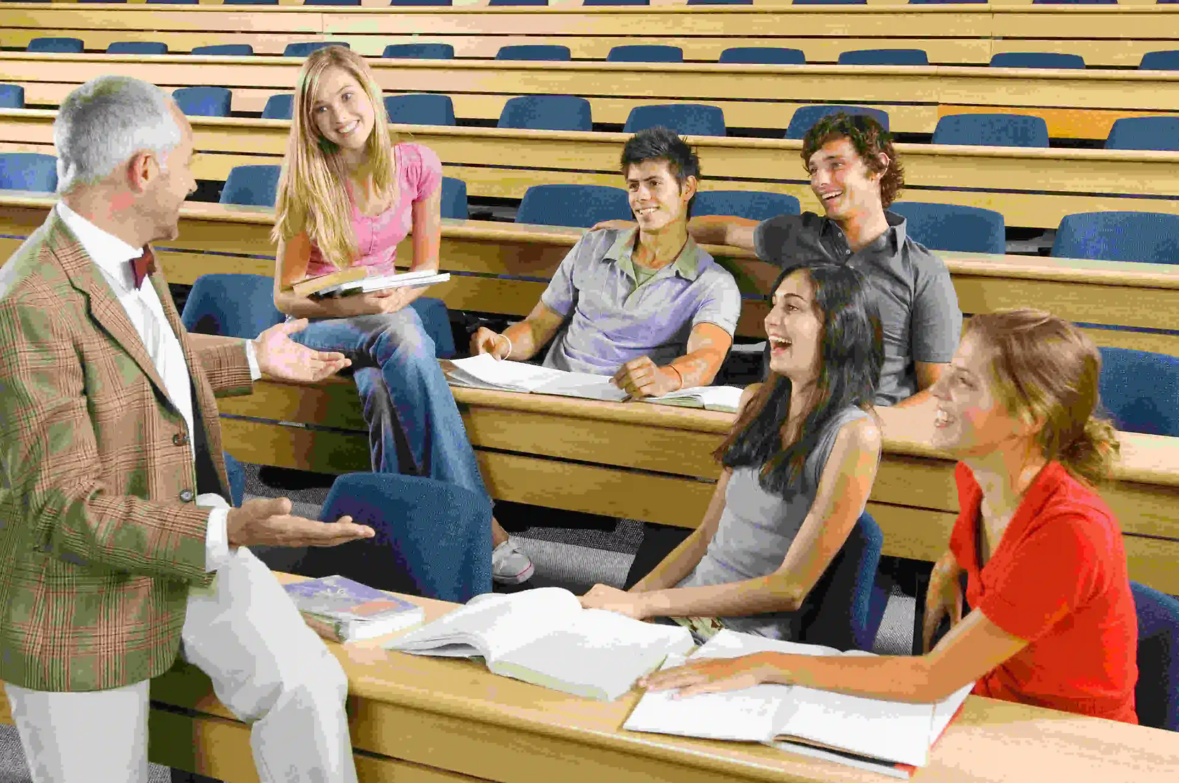 teacher talking with his students